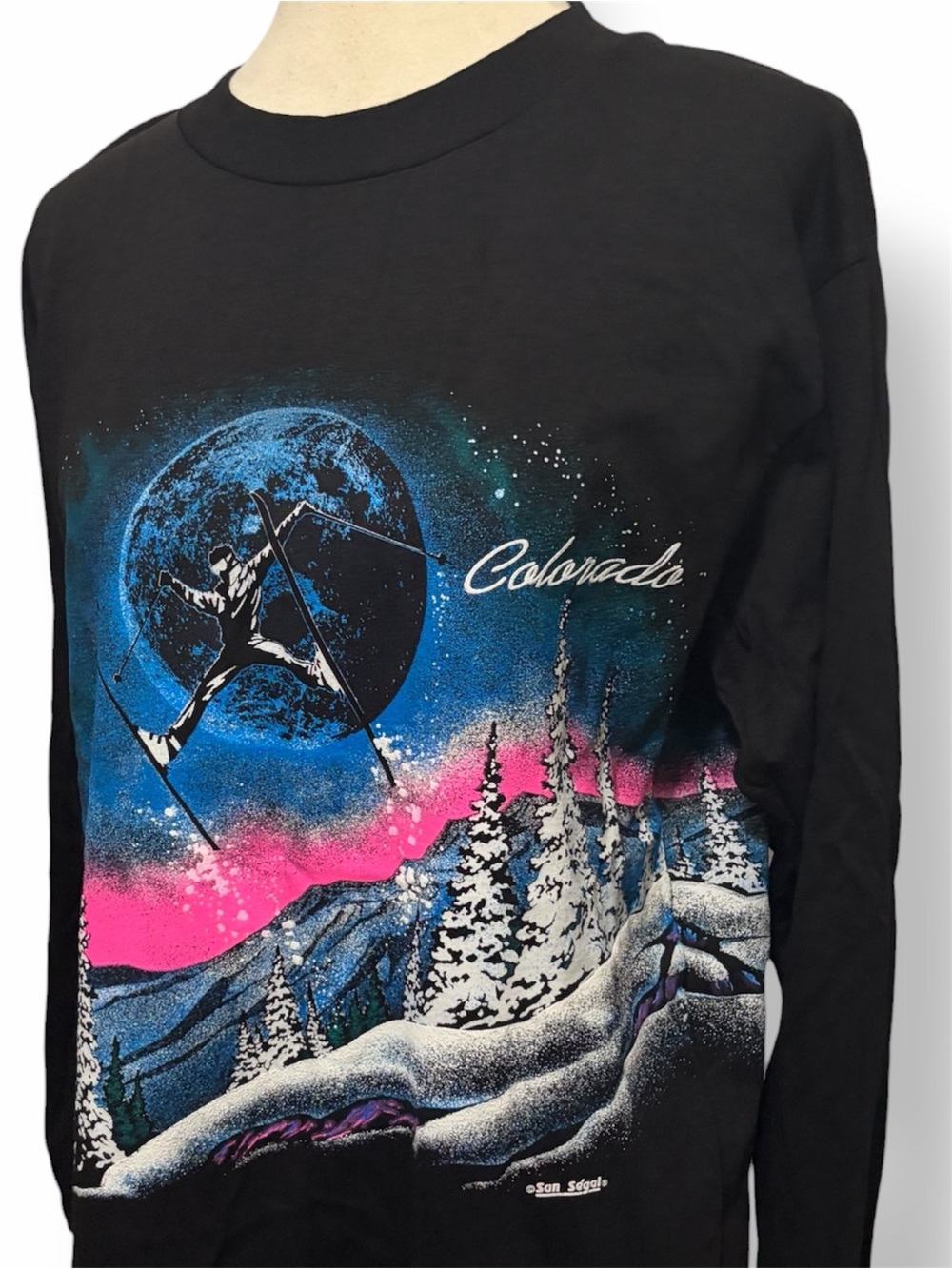 Vintage 1991 Ski Colorado San Segal Large Black Long Sleeve T-Shirt EUC